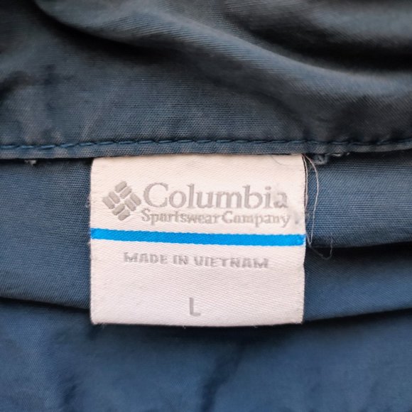 Columbia canvas windbreaker with hood full zipper muted blue women's size L - Picture 6 of 8
